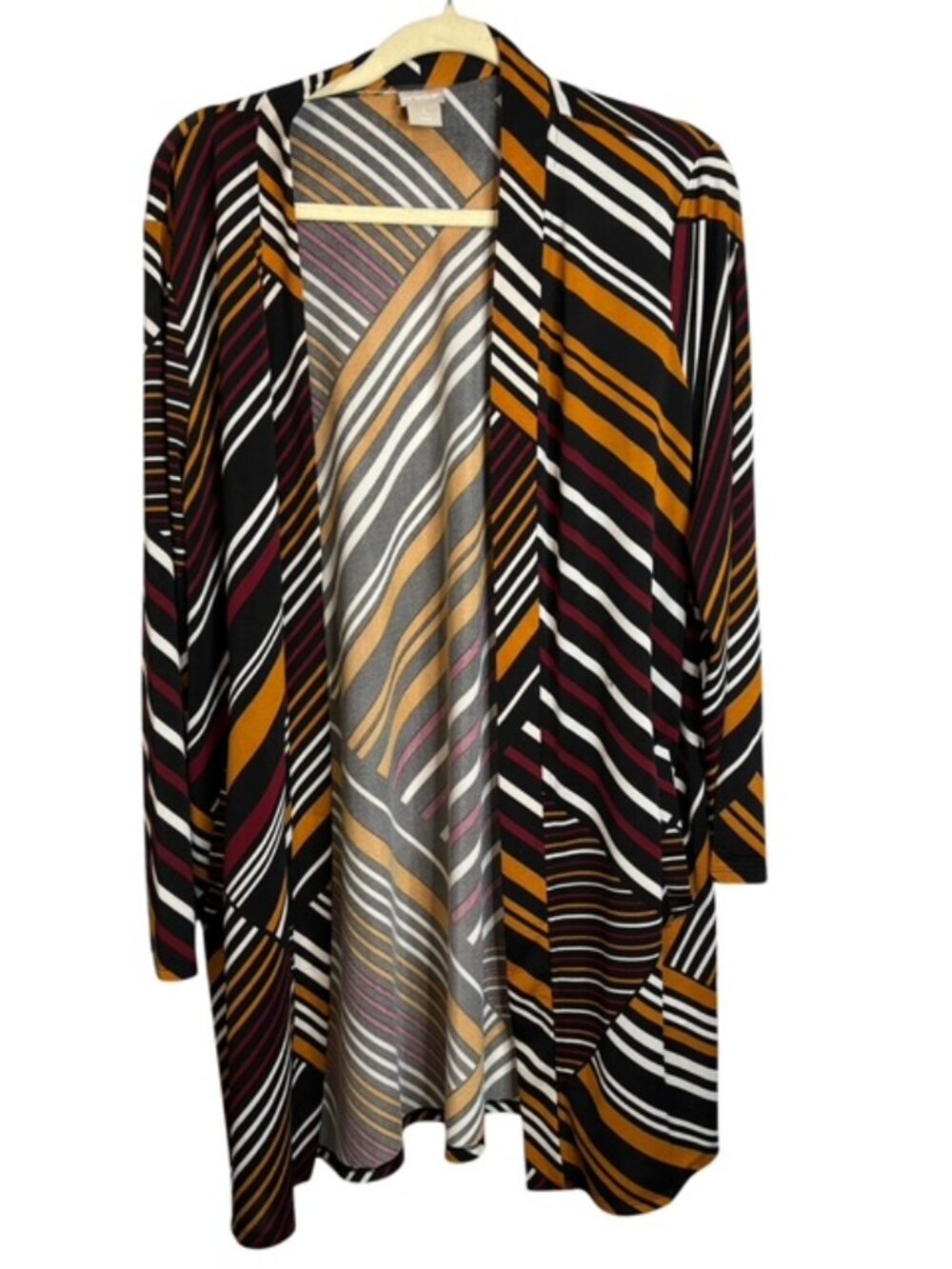 Chico's Cardigan Women's Large Open Front Abstract Stripes Office Chicos 2